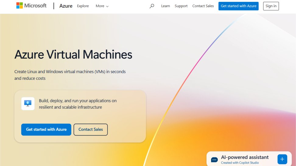 Azure Virtual Machines website screenshot (July 2025).