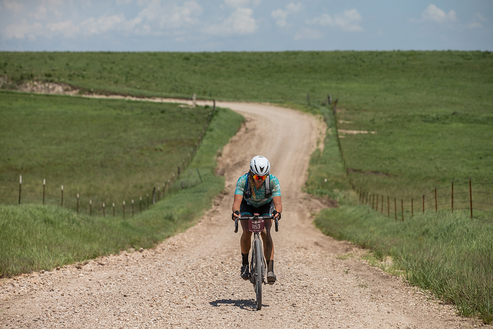 Past winner Alison Tetrick rode alone for much of day, and almost all of it as second female on the gravel.