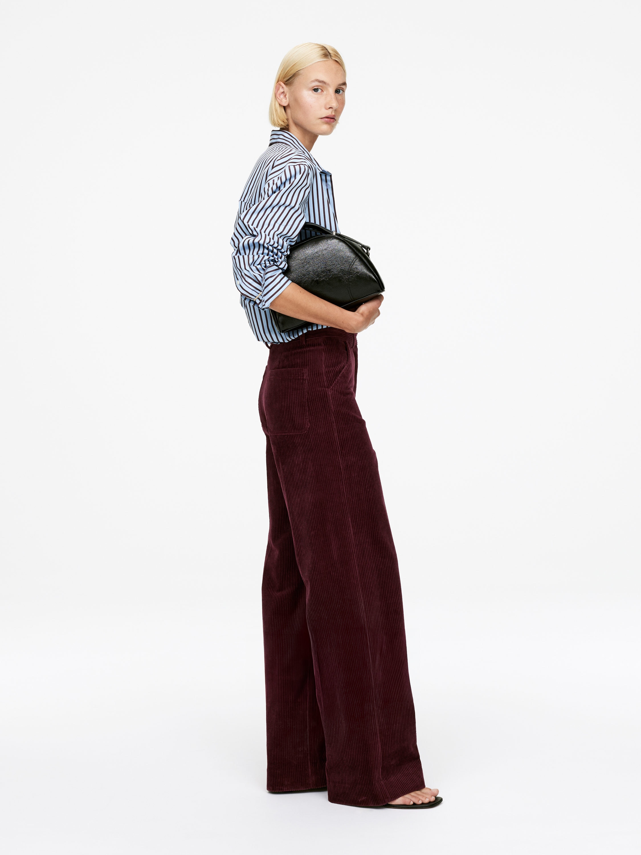 Wide-Leg Corduroy Trousers &amp;ndash; Burgundy &amp;ndash; Women &amp;ndash; Arket Gb