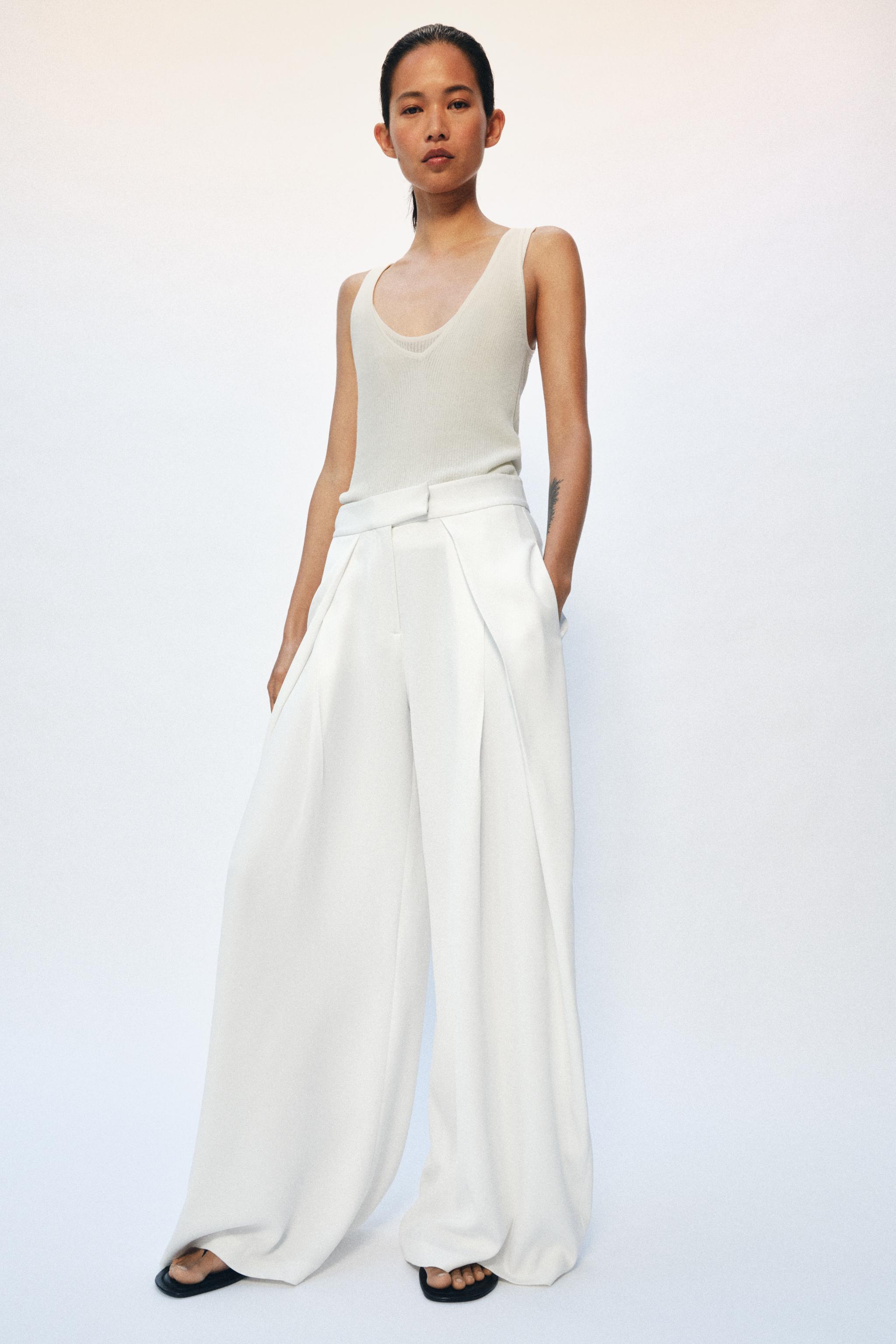 Zw Collection Pleated Wide-Leg Trousers