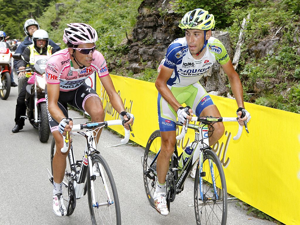 Contador and Nibali exchange some words during the race