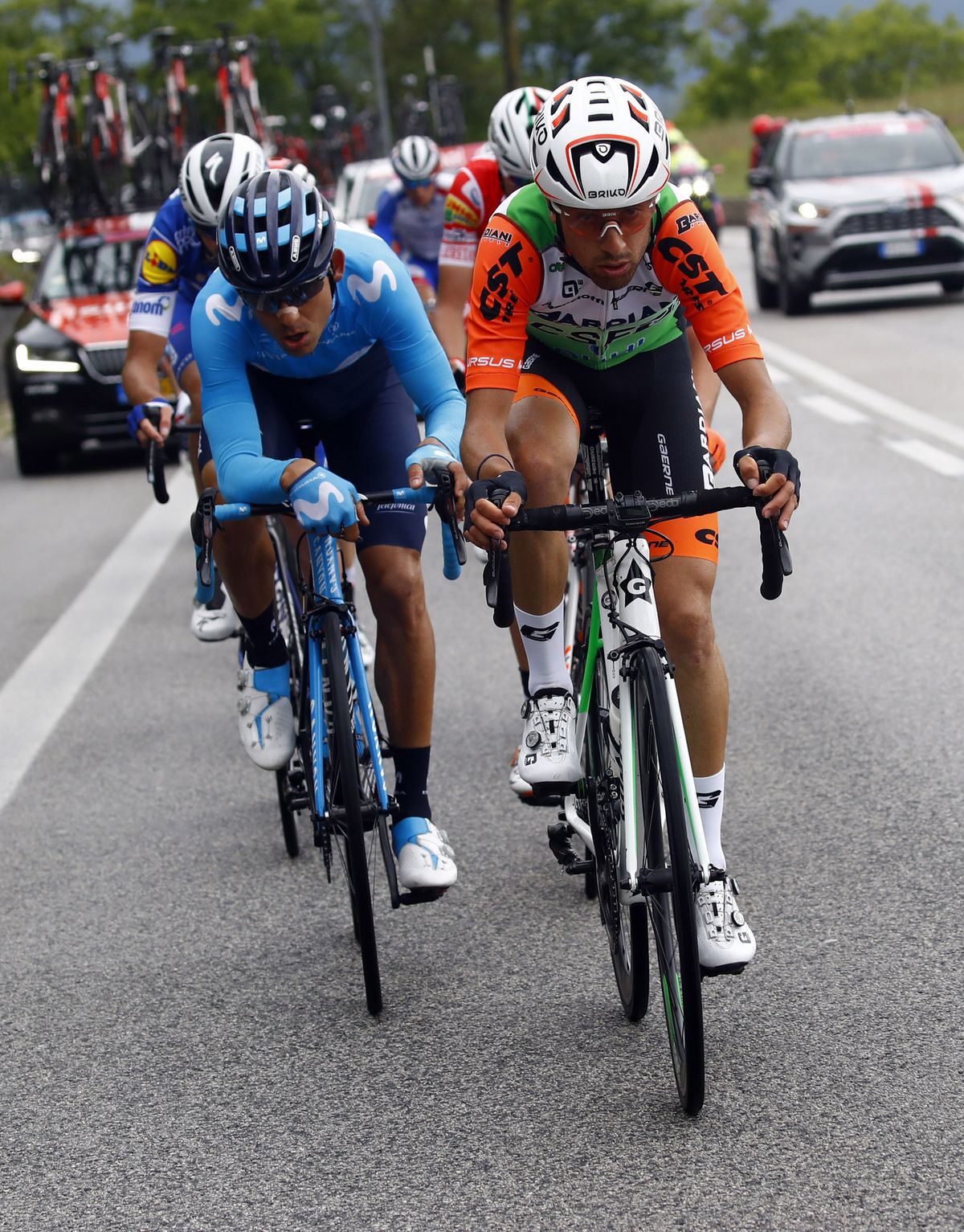 Giovanni Carboni (Bardiani-CSF) took the white jersey after his day in the break