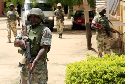 Nigerian troops on guard.