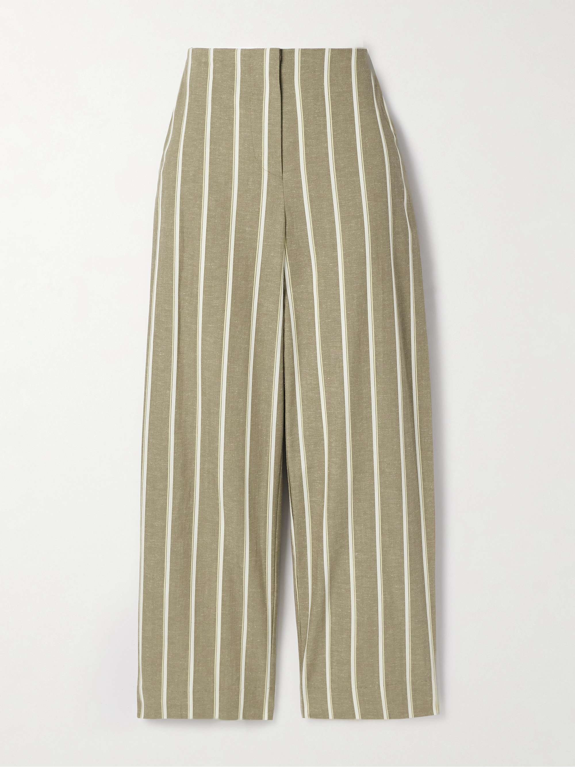 Maeve Striped Cotton and Linen-Blend Wide-Leg Pants