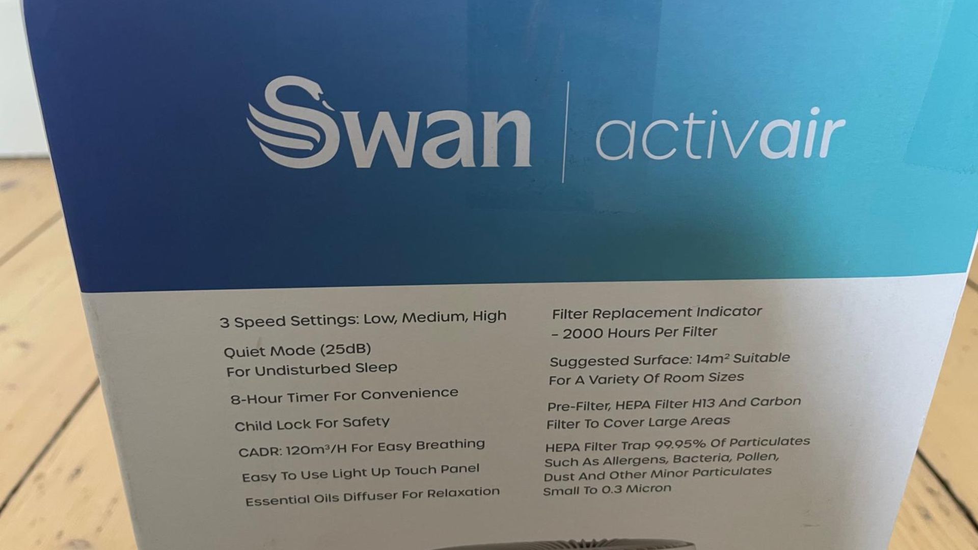 Swan Activair Air Purifier box instructions