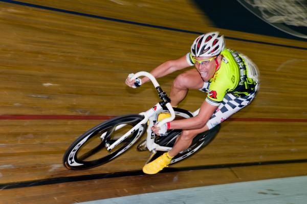 Leif Lampater (Germany) powers the bend during the Madison TT