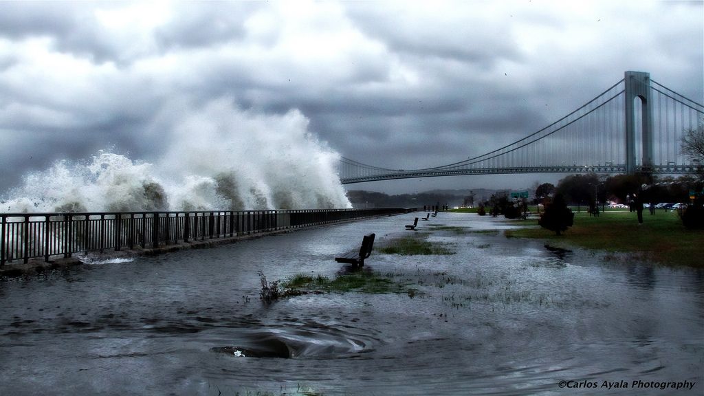 The Verrazano Bridge in Brooklyn as Hurricane Sandy approached on Oct. 29, 2012.