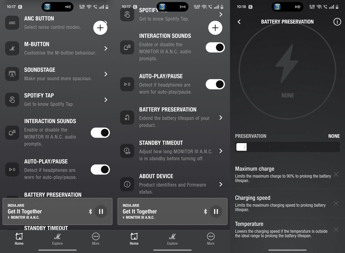 Marshall Monitor III app screenshot