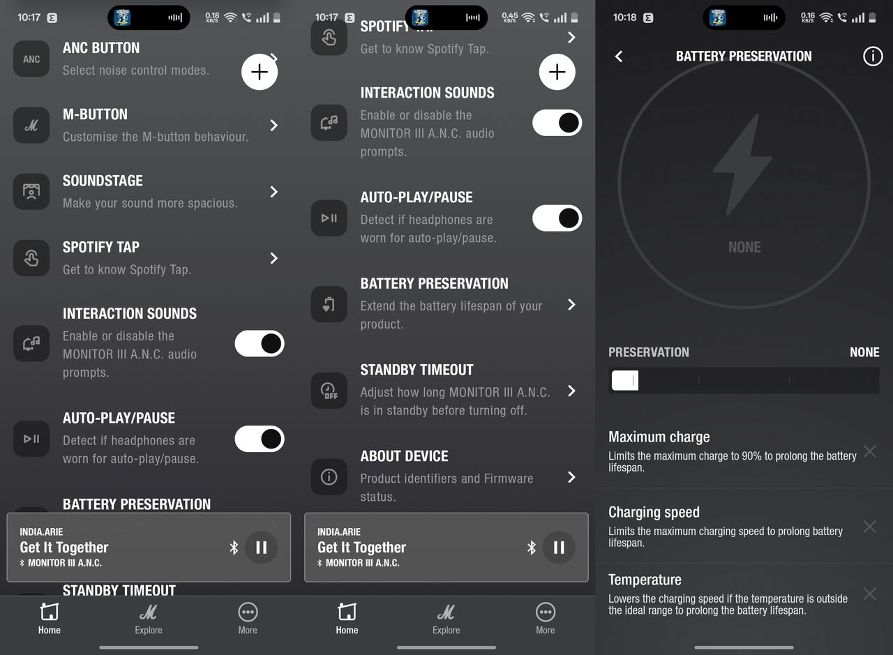 Marshall Monitor III app screenshot