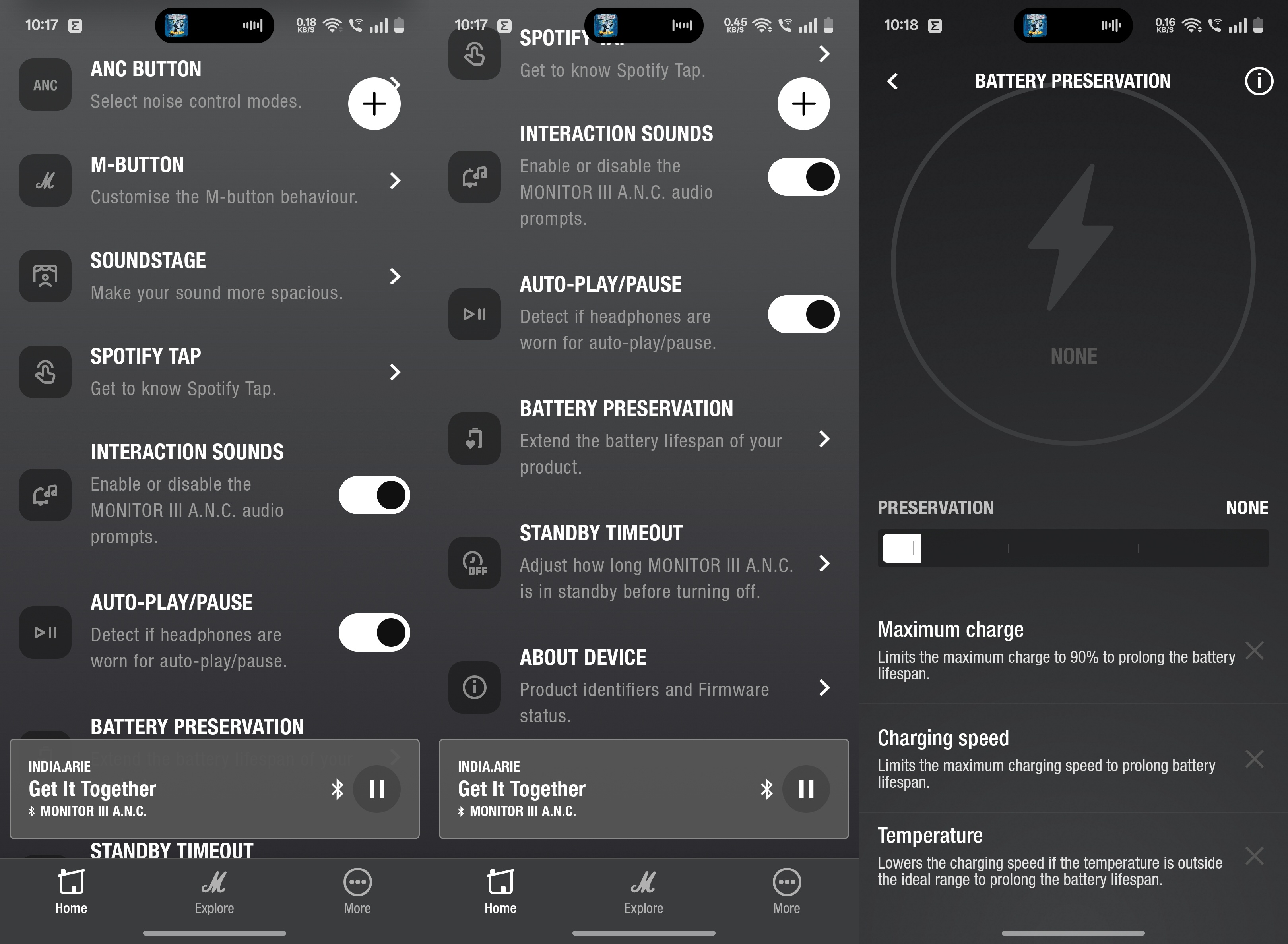 Marshall Monitor III app screenshot