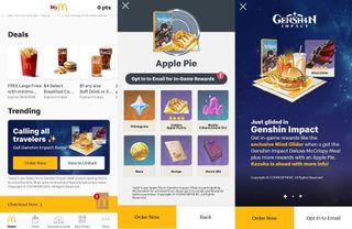 Genshin Impact McDonald's app menu