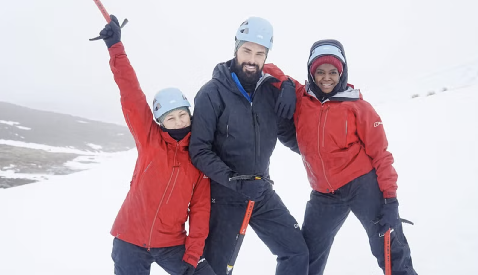 Emma, Oti and Rylan posing in the snow