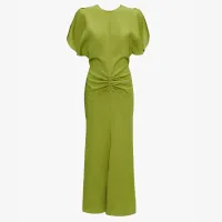 Gathered Waist Midi Dress In Parrot Green, $1,090 / £850 | Victoria Beckham
