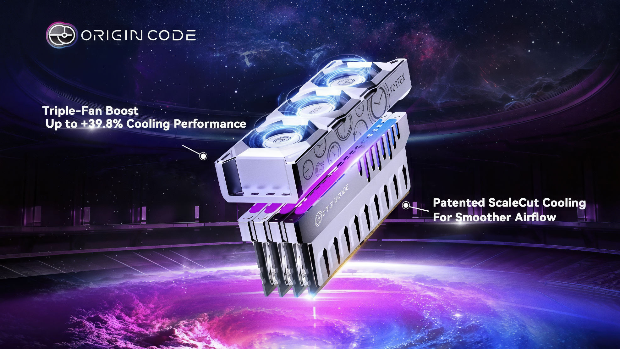 Origin Code Vortex DDR5 RAM marketing slide