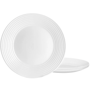 Gibson ultra white patio tempered opal glass dinner plate