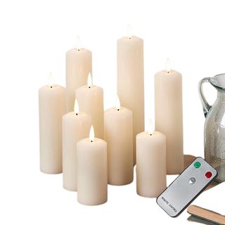 Lights4fun Flameless LED Battery Operated Slim Pillar Candles 
