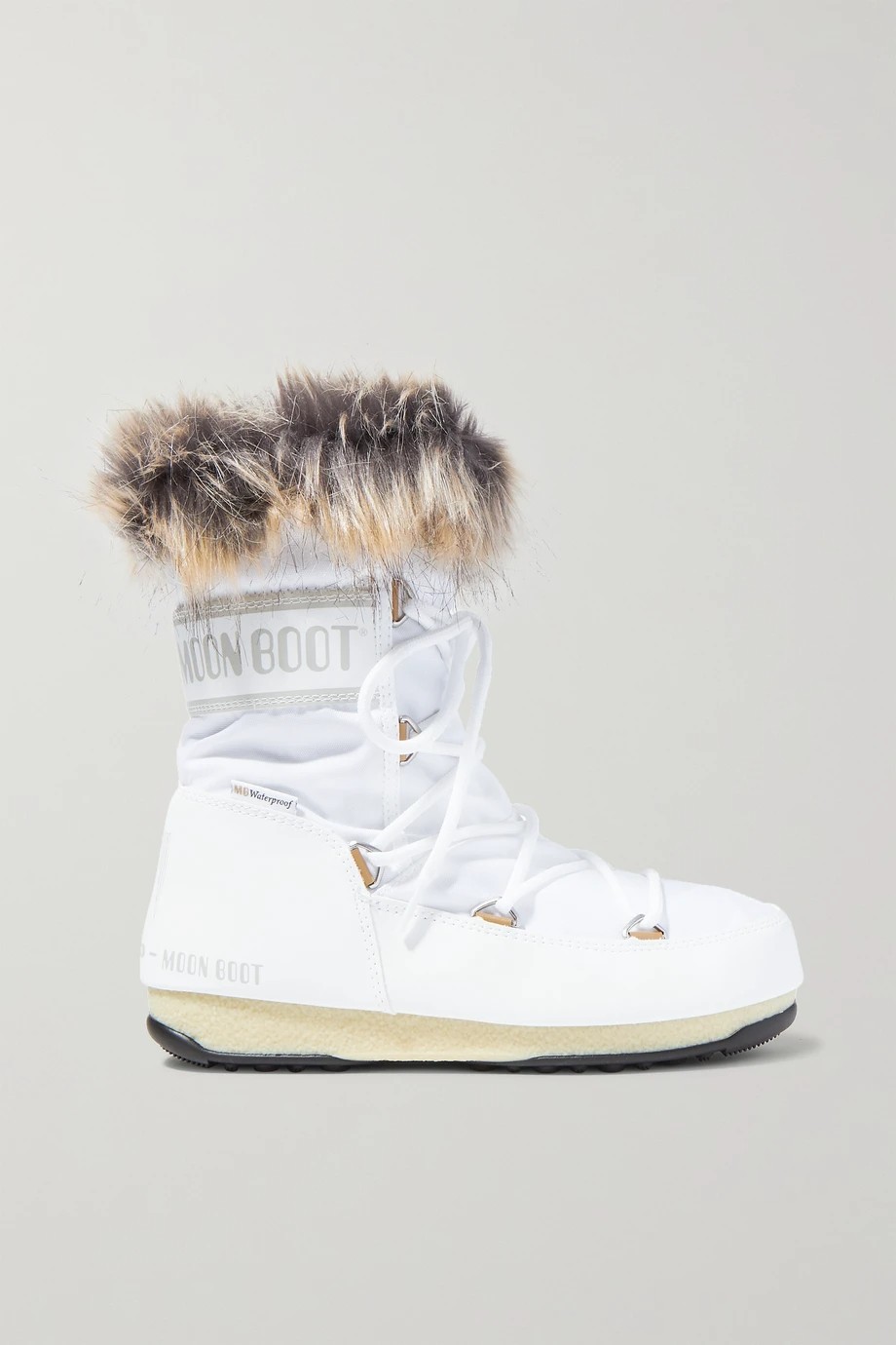 White Fur Snow Boots Women Winter Boots Plaid White Leather Comfortable Plush 