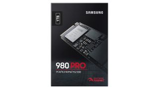 Samsung 980 Pro PS5 SSD box on a white background