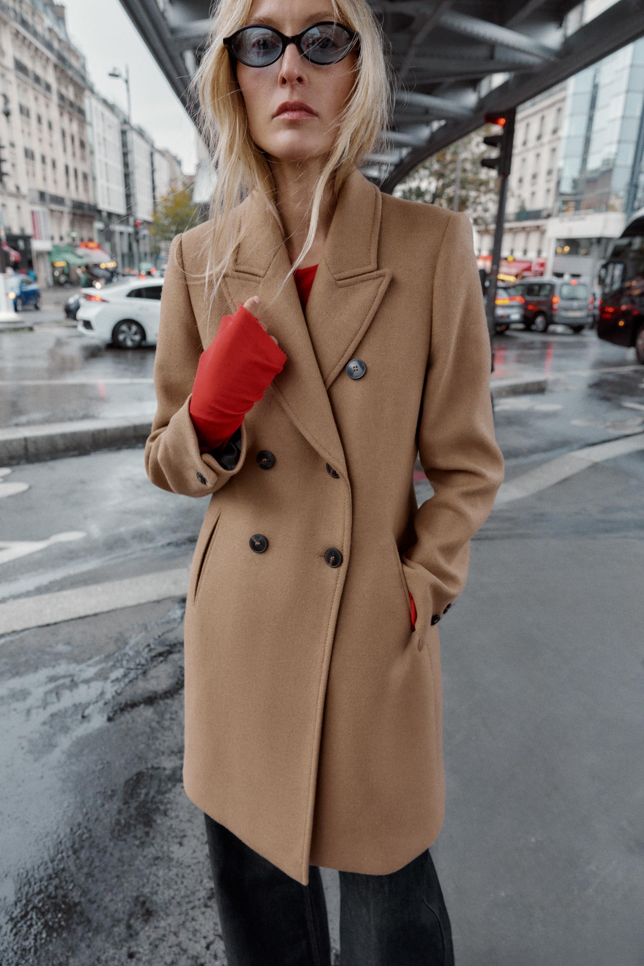 Double-Breasted Coat With Shoulder Pads