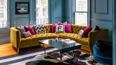 Blue living room by Farrow & Ball