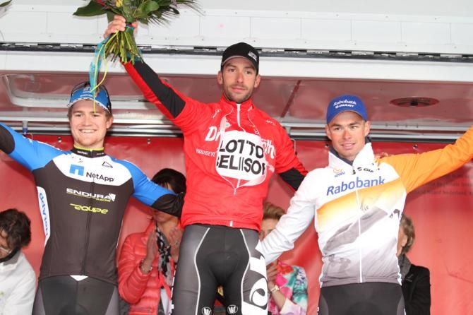 Scott Thwaites, Kenny Dehaes and Bert-jan Lindemann on the podium in Ronde van Drenthe