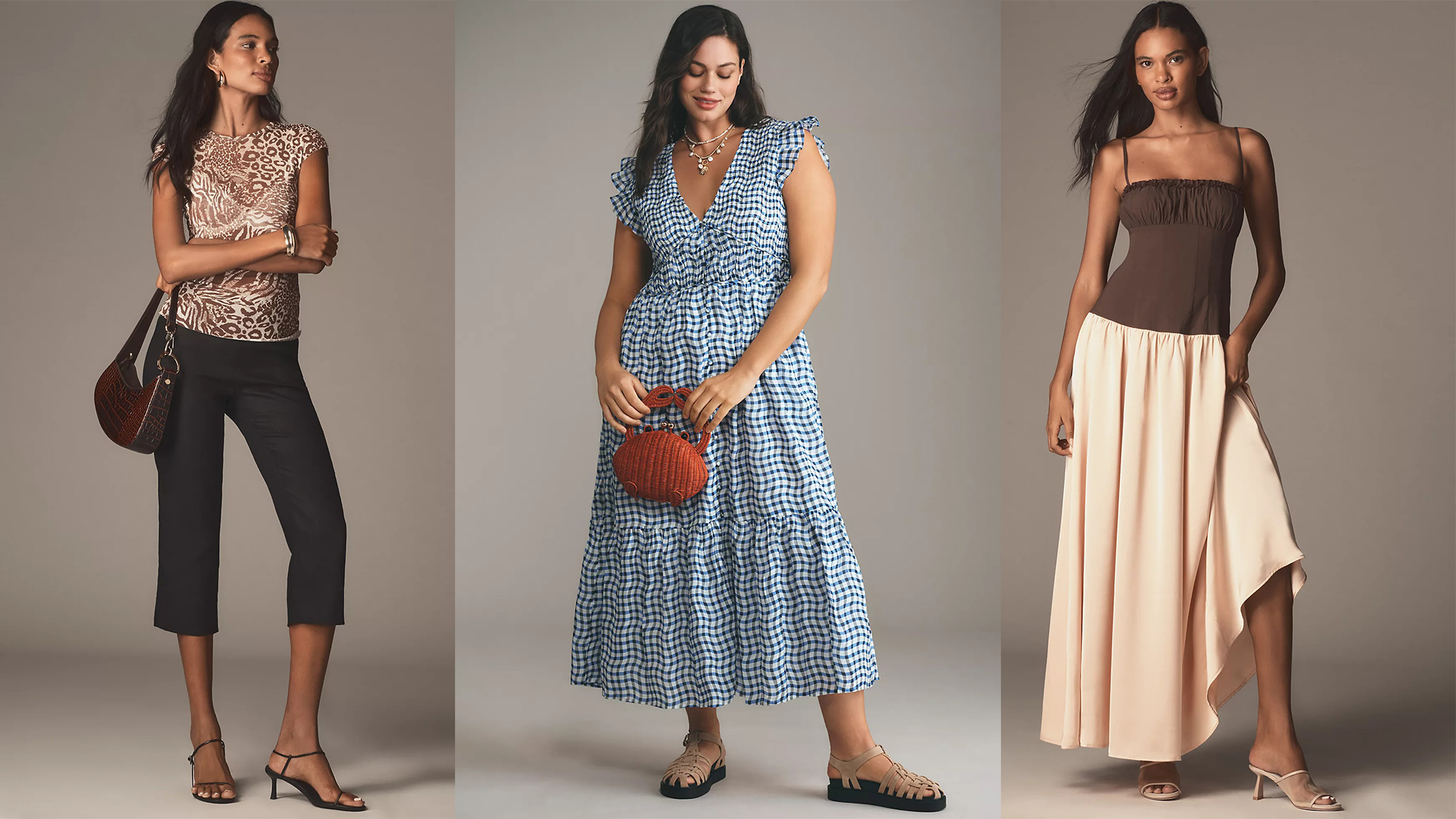 models pose while wearing Anthropologie
