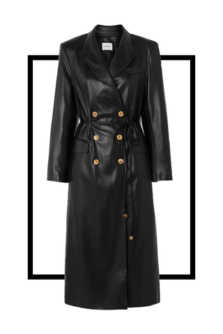 Malina Belted Vegan Leather Trench Coat