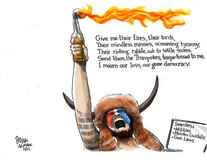 Political Cartoon U.S. gop right wing statue of liberty