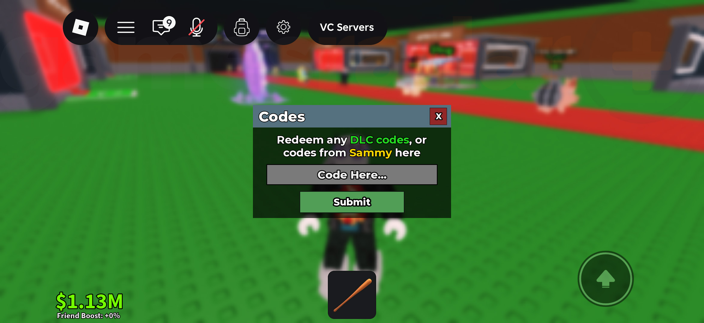 The menu used to redeem Steal a Brainrot codes