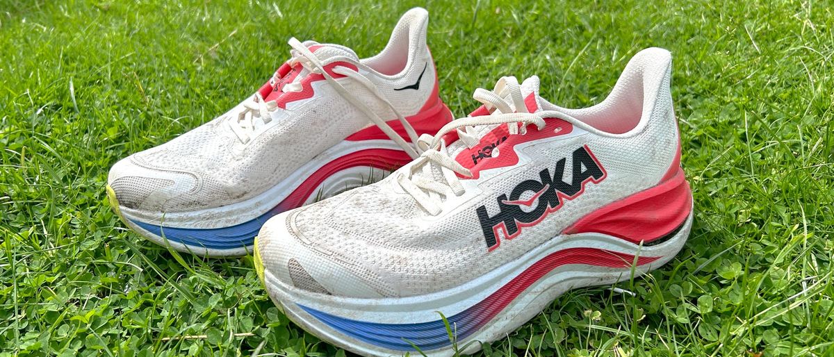 Hoka Skyward X in a grassy field