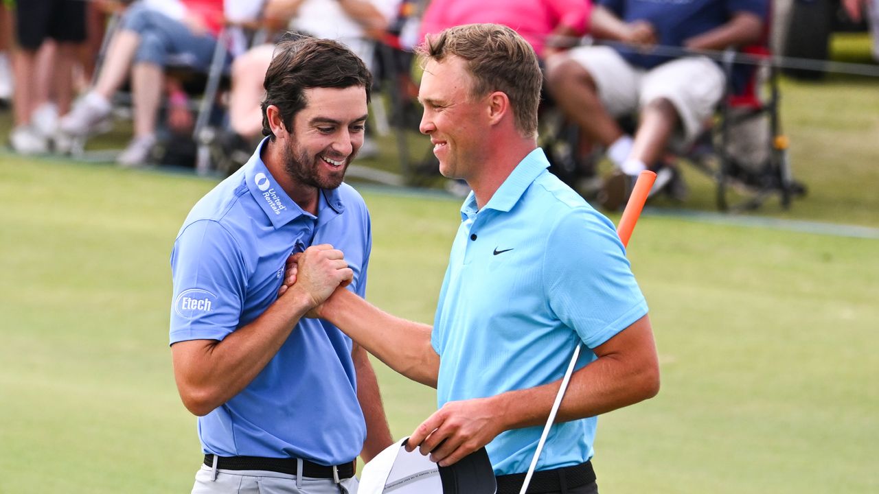 Nick Hardy and Davis Riley celebrate winning the Zurich Classic of New Orleans