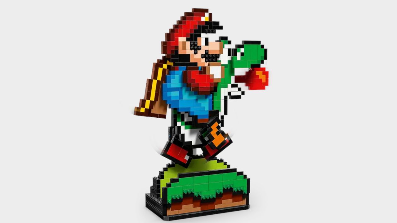 Lego Super Mario World set against a plain background