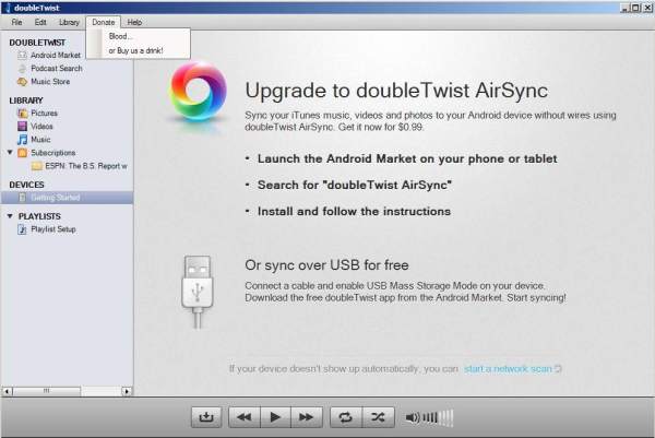 sync doubletwist with itunes