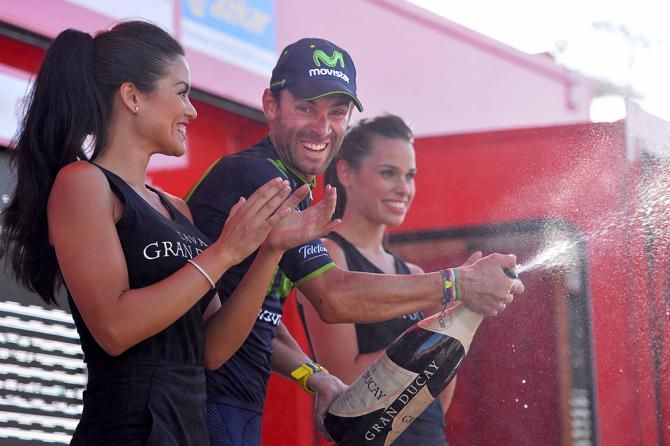 Alejandro Valverde on the podium