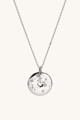 silver necklace with zodiac sign 