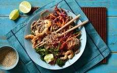 soba noodles with spicy miso prawns