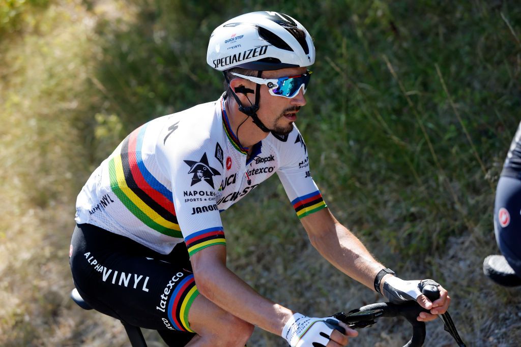 LAGNIEU FRANCE AUGUST 10 Julian Alaphilippe of France and Team QuickStep Alpha Vinyl competes during the 34th Tour de lAin 2022 Stage 2 a 144km stage from SaintVulbas to Lagnieu TDA22 on August 10 2022 in Lagnieu France Photo by Bas CzerwinskiGetty Images