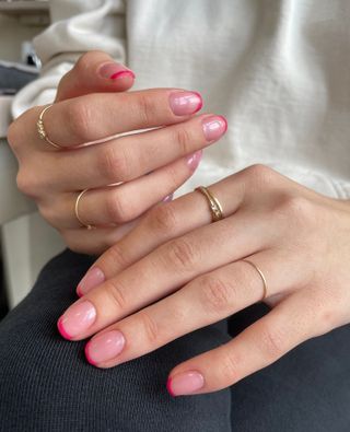 Pink balletcore French tips manicure trend