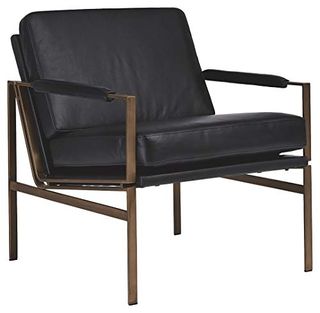 Signature Design by Ashley Puckman Mid-Century Modern Leather Accent Chair, Black