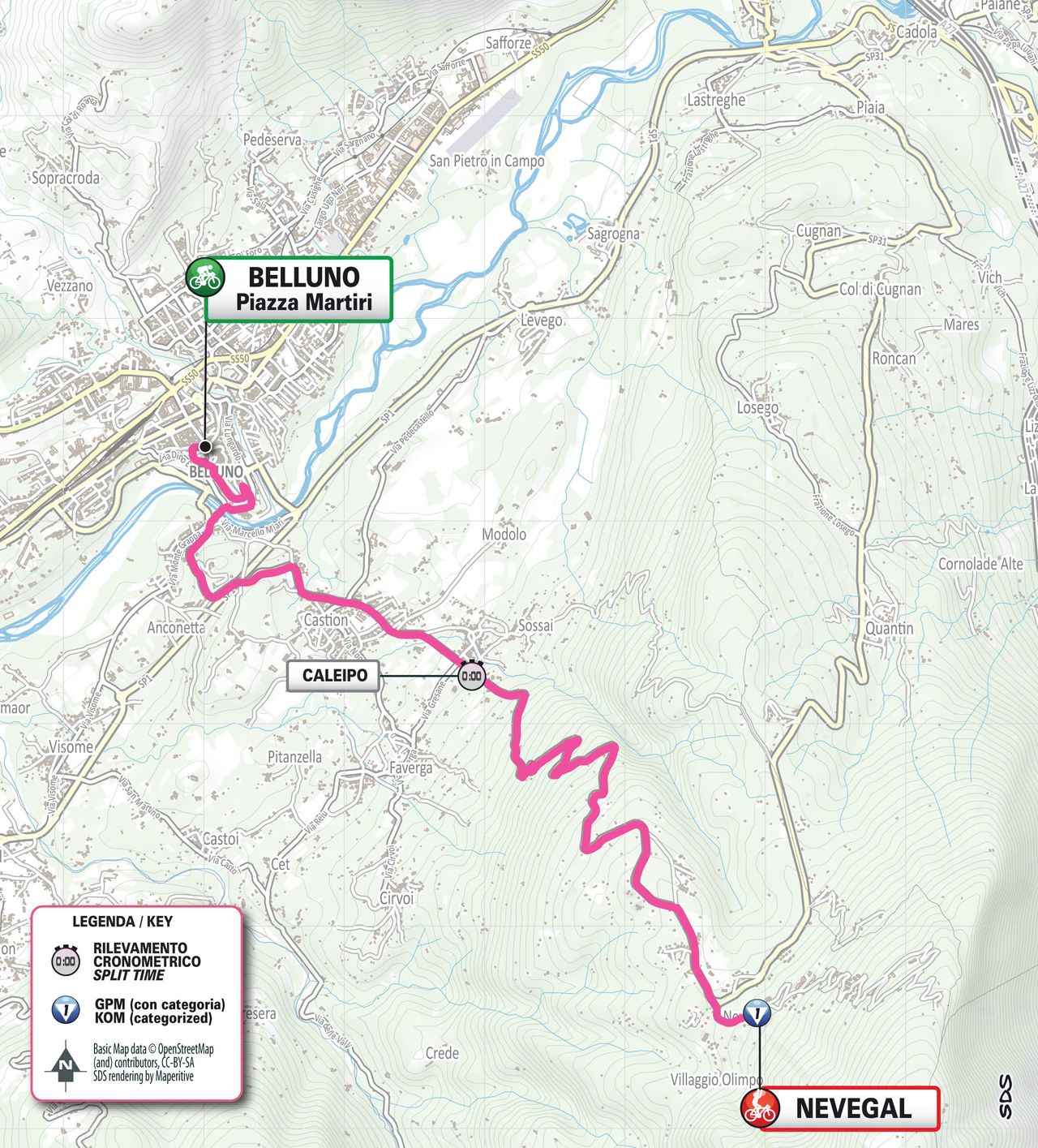 Map of stage 4 of the 2026 Giro d'Italia Women