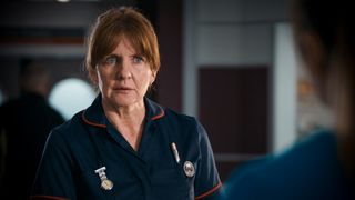 Clare Burt plays Madge Britton in Holby City