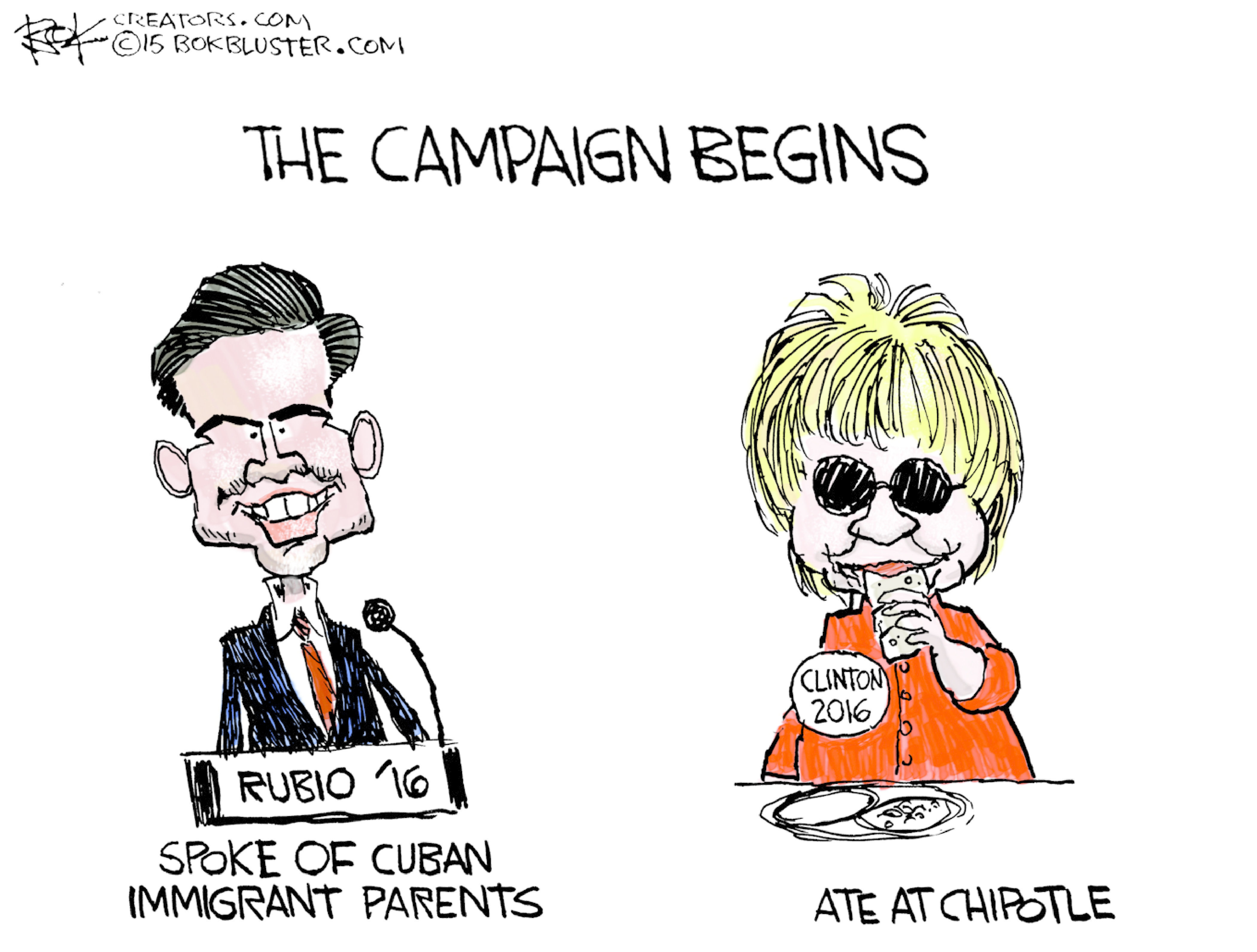 Political cartoon U.S. Hillary Clinton Marco Rubio 2016