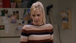 Christy in striped sweater in Mom