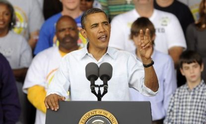 President Barack Obama gives a speech at a Labor Day rally September 6.