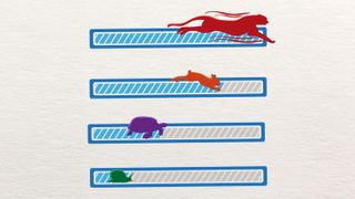 Loading bars with various animals depicting internet speeds