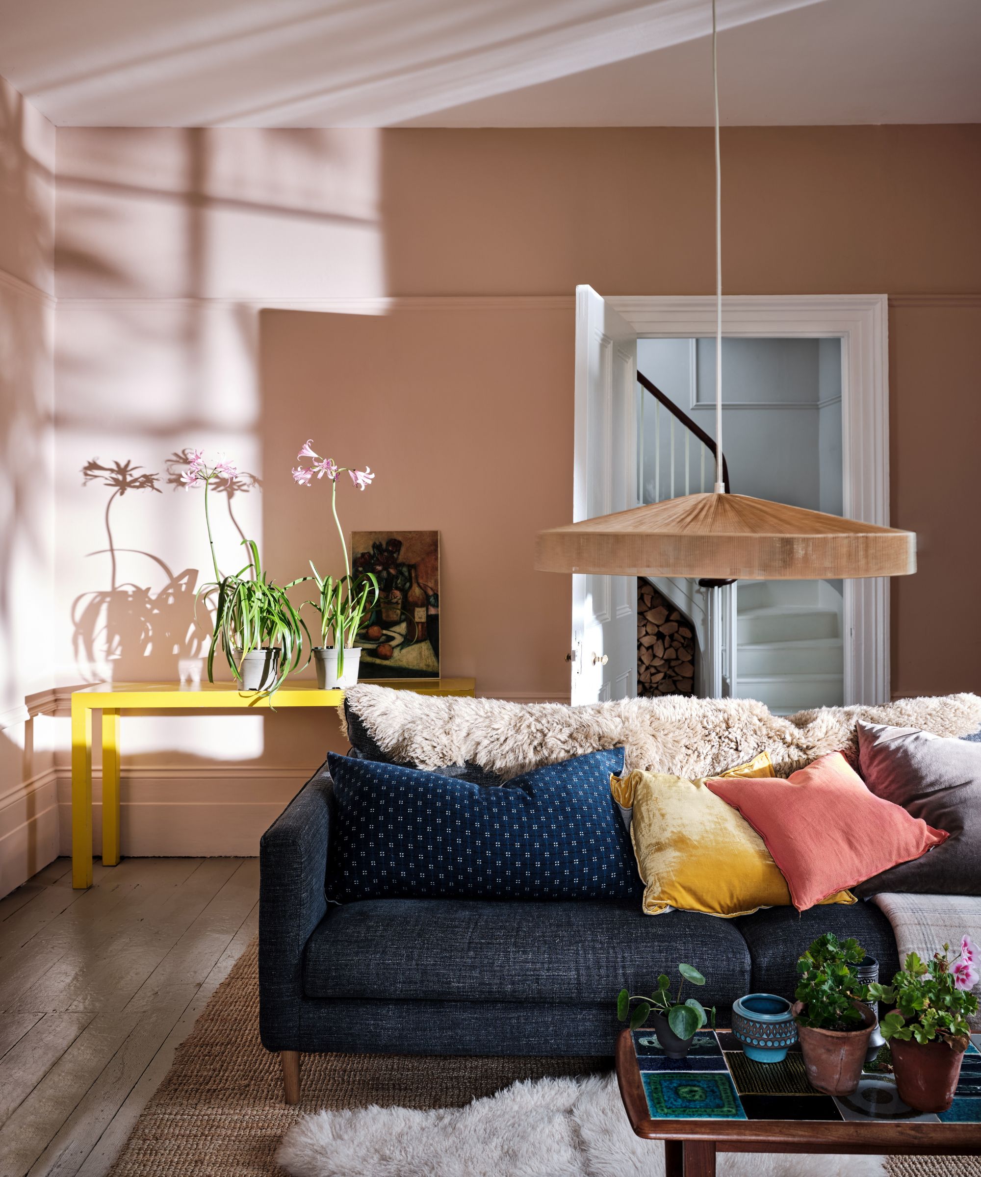 soft pink living room