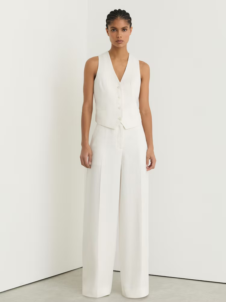 reiss, Linen-Blend Wide-Leg Trousers