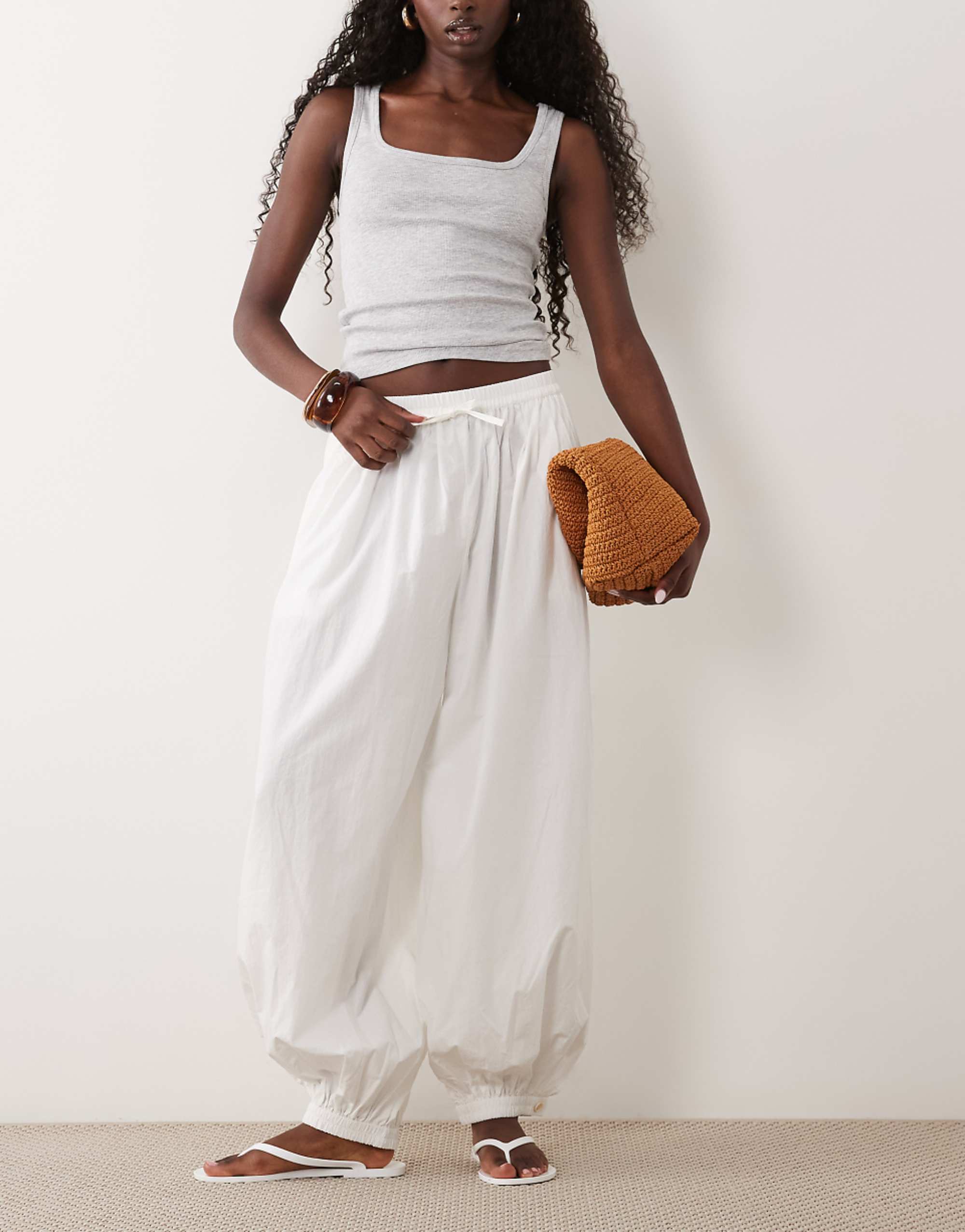 Arket Pure Cotton Balloon Trousers in White