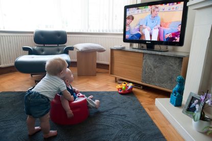 Babies watching TV. 