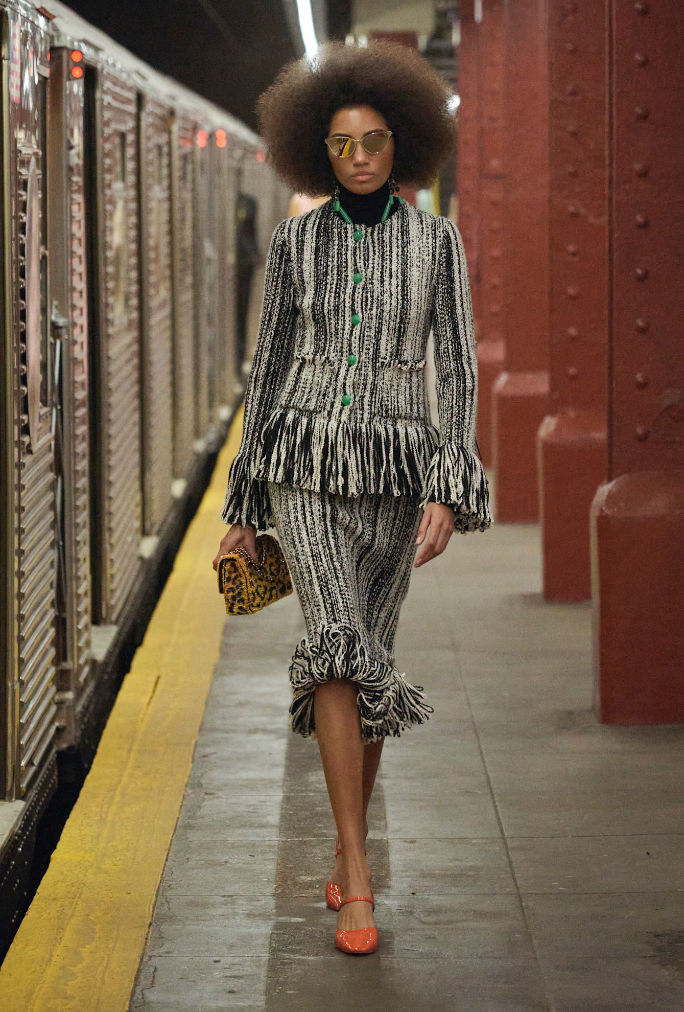 models walk the subway runway for the chanel metiers d'art 2026 show in new york city